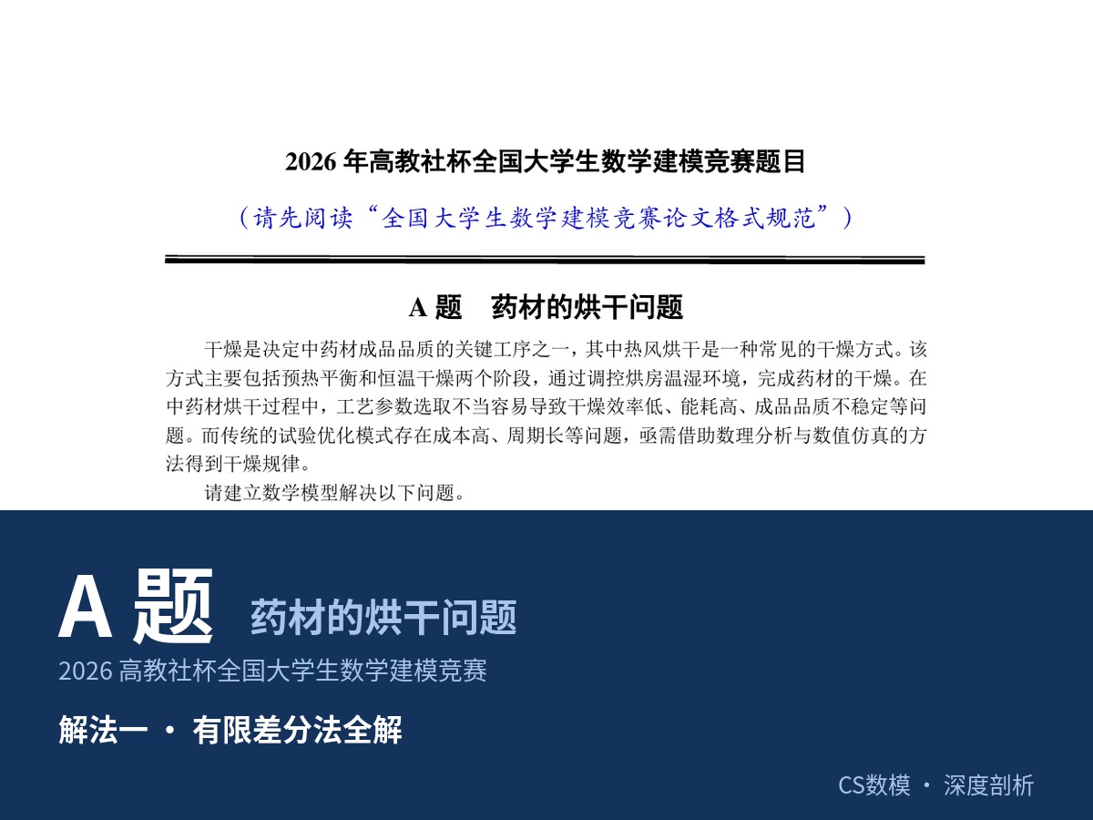 2026 高教社杯 数学建模国赛（A题）深度剖析|有限差分法全解|数学建模完整代码+建模过程全解全析